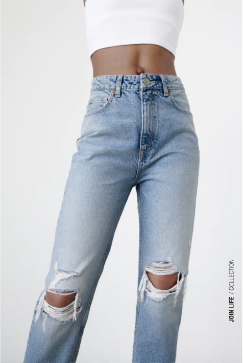 High Waisted Ripped Mom Fit Jeans