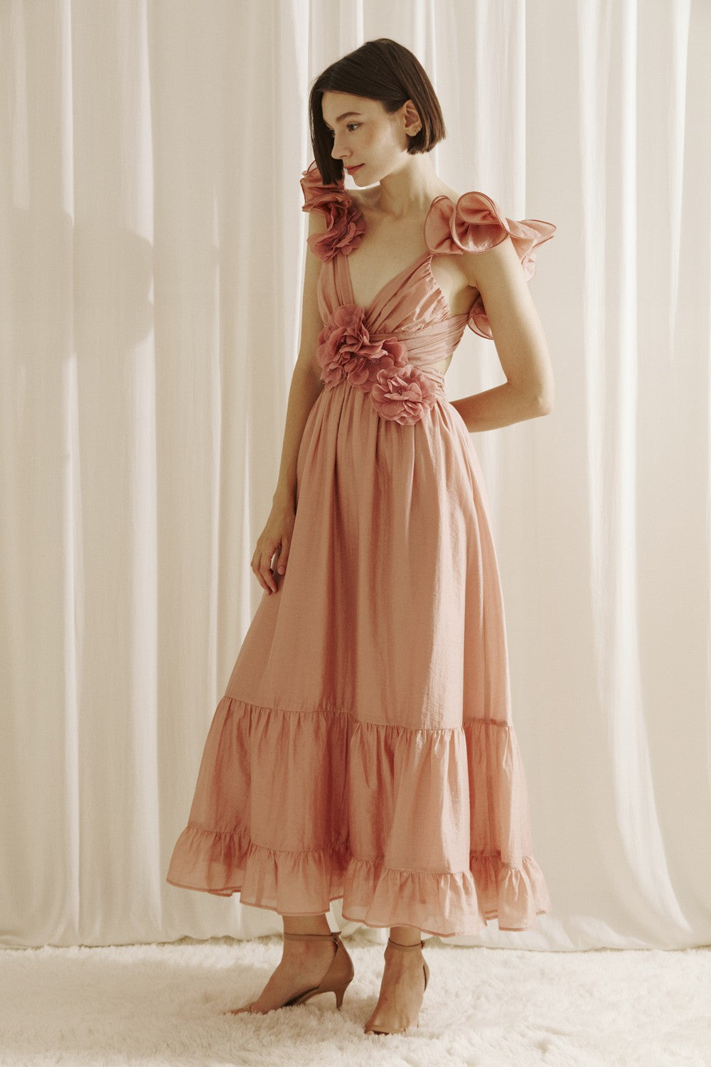 Monochromatic Rose Romantic Maxi Dress Monochromatic Rose Romantic Maxi Dress