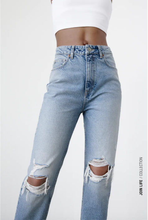 Ripped mom jeans zara sales