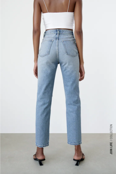 ZARA RIPPED MOM FIT JEANS HI-RISE ANKLE LENGHT – Amarella