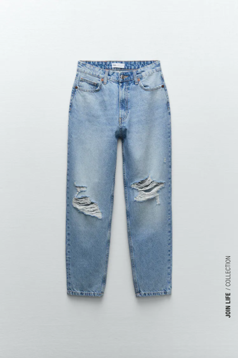 ZARA RIPPED MOM FIT JEANS HI-RISE ANKLE LENGHT – Amarella